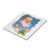 Vintage Kerstmis, Retro Jolly Santa Claus Tegeltje (Zijkant)