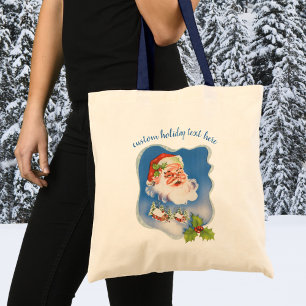 Vintage Kerstmis, Retro Jolly Santa Claus Tote Bag