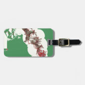 Vintage Kerstmis, Retro Santa Claus in Sleigh Bagagelabel (Voorkant horizontaal)