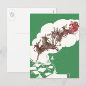 Vintage Kerstmis, Retro Santa Claus in Sleigh Feestdagenkaart (Voorkant / Achterkant)