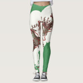 Vintage Kerstmis, Retro Santa Claus in Sleigh Leggings (Voorkant)
