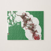 Vintage Kerstmis, Retro Santa Claus in Sleigh Legpuzzel (Horizontaal)