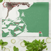 Vintage Kerstmis, Retro Santa Claus in Sleigh Theedoek (Gevouwen)