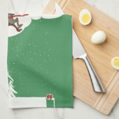 Vintage Kerstmis, Retro Santa Claus in Sleigh Theedoek (Quarter Fold)