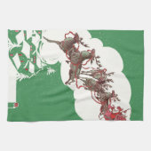 Vintage Kerstmis, Retro Santa Claus in Sleigh Theedoek (Horizontaal)