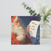 Vintage Kerstmis, Retro Santa Claus Uitnodiging (Staand voorkant)