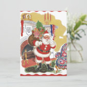 Vintage Kerstmis, Retro Santa Claus Uitnodiging (Staand voorkant)