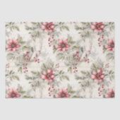 Vintage Kerstmis Rode Poinsettia Tartan, Decoupage Tissuepapier (Voorkant)
