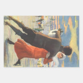 Vintage Kerstmis, Romantic Couple Ice Skating Inpakpapier Vel (Voorkant 2)