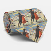 Vintage Kerstmis, Romantic Couple Ice Skating Stropdas (Opgerold)