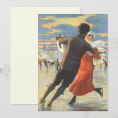 Vintage Kerstmis, romantische schaatsuitnodiging Kaart (Voorkant / Achterkant)