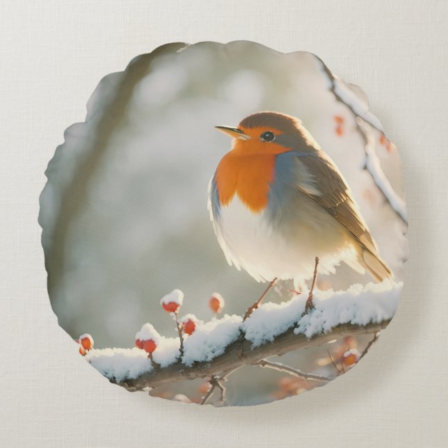 Vintage Kerstmis Rond Kussen (Voorkant)