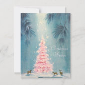 Vintage kerstmis rond roze boom feestdagenkaart (Voorkant)
