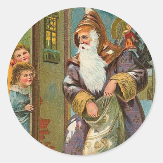 Vintage Kerstmis Ronde Sticker (Voorkant)
