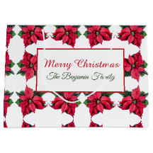 Vintage Kerstmis Rood Wit Poinsettias Aangepast