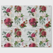 Vintage Kerstmis Roos Joyeux Noel Ephemera Cadeaupapier (Vlak)