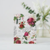 Vintage Kerstmis Roos Joyeux Noel Ephemera Feestdagenkaart (Staand voorkant)