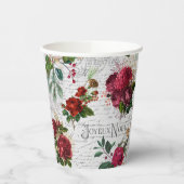 Vintage Kerstmis Roos Joyeux Noel Ephemera Papieren Bekers (Links)