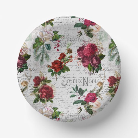Vintage Kerstmis Roos Joyeux Noel Ephemera Papieren Kommen (Voorkant)