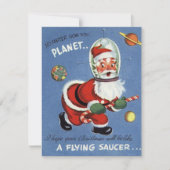 Vintage Kerstmis Ruimte Santa Feestdagenkaart (Voorkant)