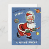 Vintage Kerstmis Ruimte Santa Feestdagenkaart (Voorkant / Achterkant)