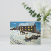 Vintage Kerstmis Rustic Winter Home Briefkaart (Staand voorkant)