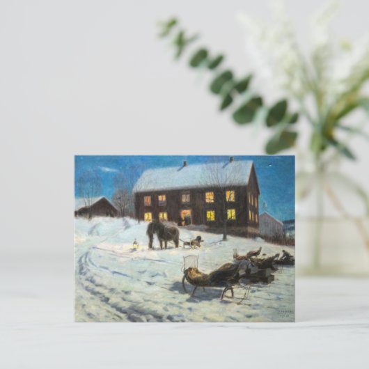Vintage Kerstmis Rustic Winter Home Briefkaart (Staand voorkant)
