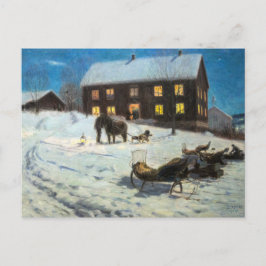 Vintage Kerstmis Rustic Winter Home Briefkaart