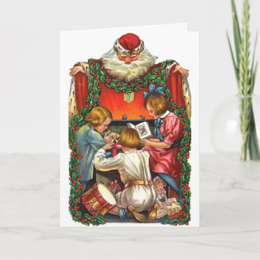 Vintage Kerstmis Saint Nicholas Feestdagen Kaart (Voorkant)