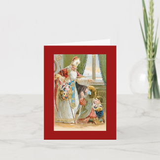 Vintage Kerstmis Saint Nicholas Feestdagen Kaart