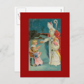 Vintage Kerstmis Saint Nicholas Feestdagenkaart (Voorkant / Achterkant)