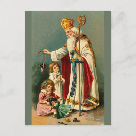 Vintage Kerstmis Saint Nicholas Feestdagenkaart