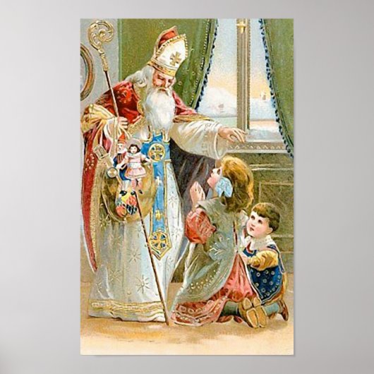 Vintage Kerstmis Saint Nicholas Poster (Voorkant)