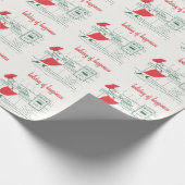 Vintage Kerstmis, Santa Claus Chef en Turkije Cadeaupapier (Hoek)