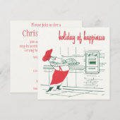 Vintage Kerstmis, Santa Claus Chef en Turkije Kaart (Voorkant / Achterkant)