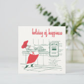 Vintage Kerstmis, Santa Claus Chef en Turkije Kaart (Staand voorkant)