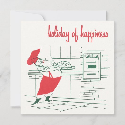 Vintage Kerstmis, Santa Claus Chef en Turkije Kaart (Voorkant)