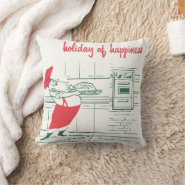 Vintage Kerstmis, Santa Claus Chef en Turkije Kussen