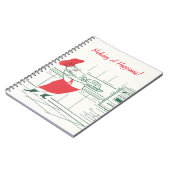 Vintage Kerstmis, Santa Claus Chef en Turkije Notitieboek (Linkerzijde)