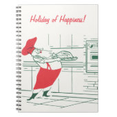 Vintage Kerstmis, Santa Claus Chef en Turkije Notitieboek (Voorkant)