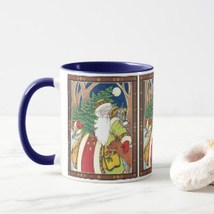 Vintage Kerstmis, Santa Claus Deer in Forest Mok