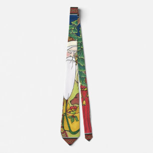 Vintage Kerstmis, Santa Claus Deer in Forest Stropdas