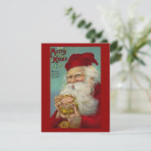 Vintage Kerstmis, Santa Claus, Faux Sparkle Feestdagenkaart