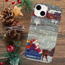 Vintage Kerstmis, Santa Claus Horse Open Sleigh