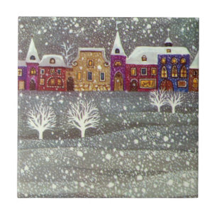 Vintage Kerstmis, Santa Claus Horse Open Sleigh Tegeltje