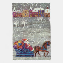 Vintage Kerstmis, Santa Claus Horse Open Sleigh