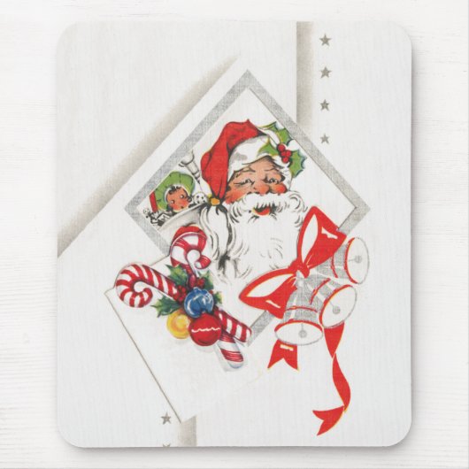 Vintage Kerstmis, Santa Claus met snoeprietten Muismat (Voorkant)