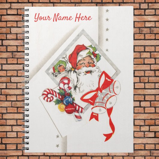 Vintage Kerstmis, Santa Claus met snoeprietten Notitieboek