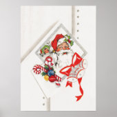 Vintage Kerstmis, Santa Claus met snoeprietten Poster (Voorkant)
