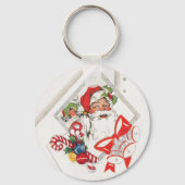 Vintage Kerstmis, Santa Claus met snoeprietten Sleutelhanger (Voorkant)
